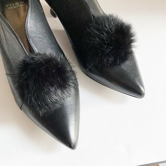 NEW Yosh Collection Black Leather Pur Pom Detail Retro Style Ankle Boot… - Picture 3 of 10